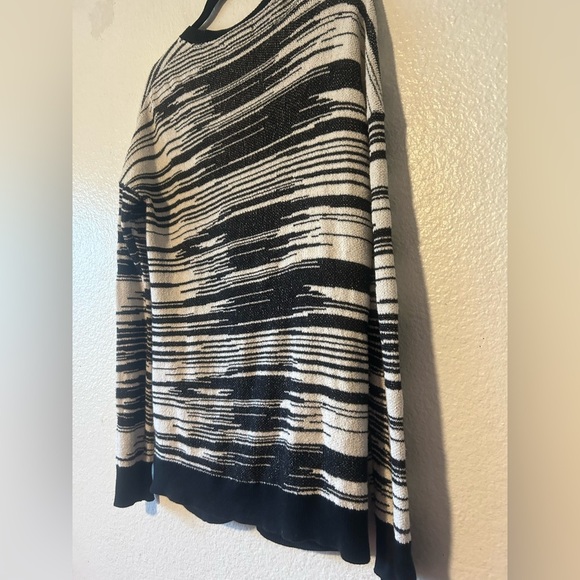 Anthropologie Staring at Stars Black & White Cardigan V Neck Large Fall Cozy - Picture 12 of 13